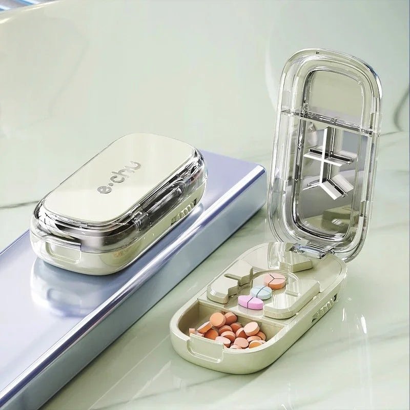 Versatile 2/3/4-in-1 Pill Cutter - Food Grade Material, Compact & Portable for Daily Vitamin and Medication Use