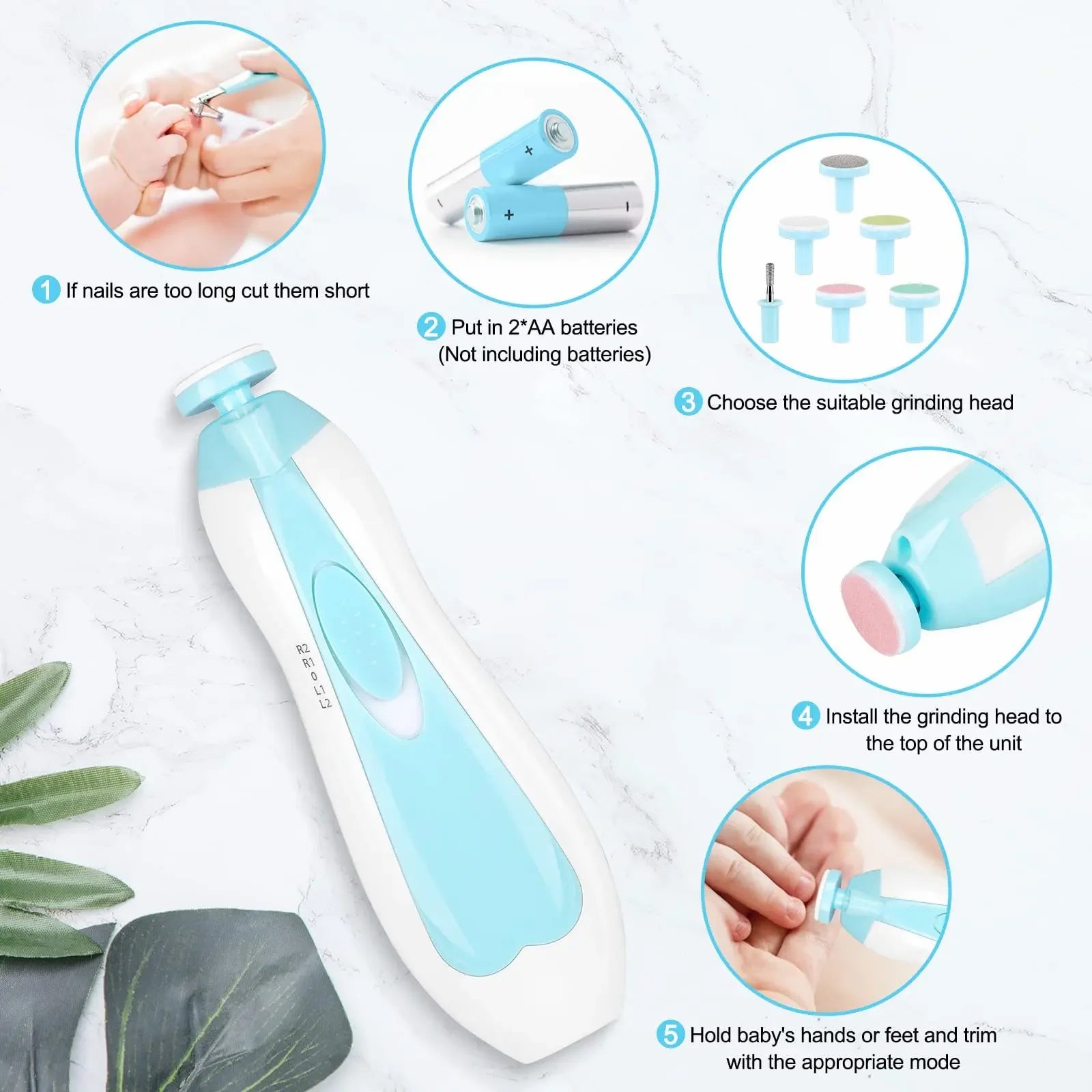 All-in-One Electric Baby Nail Trimmer and Manicure Set for Fingernails and Toes