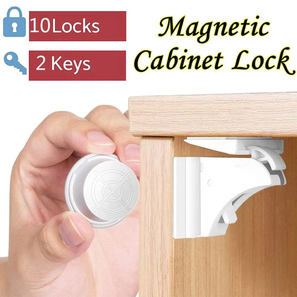Invisible Magnetic Child Safety Lock - No Drilling or Screws Needed for Doors and Drawers