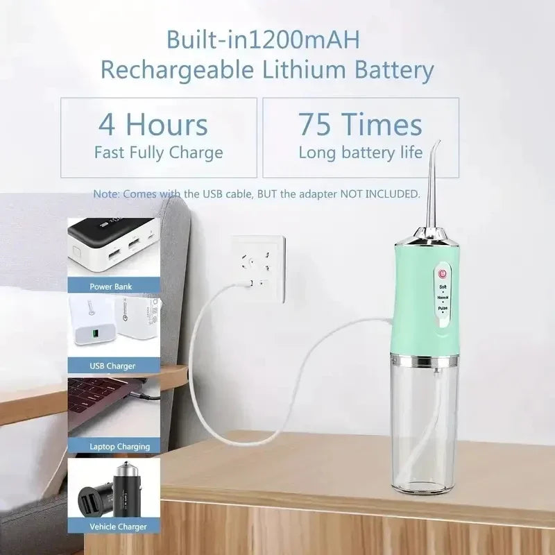 Rechargeable Portable Smart Electric Water Flosser - Dental Oral Irrigator for Effective Teeth Cleaning