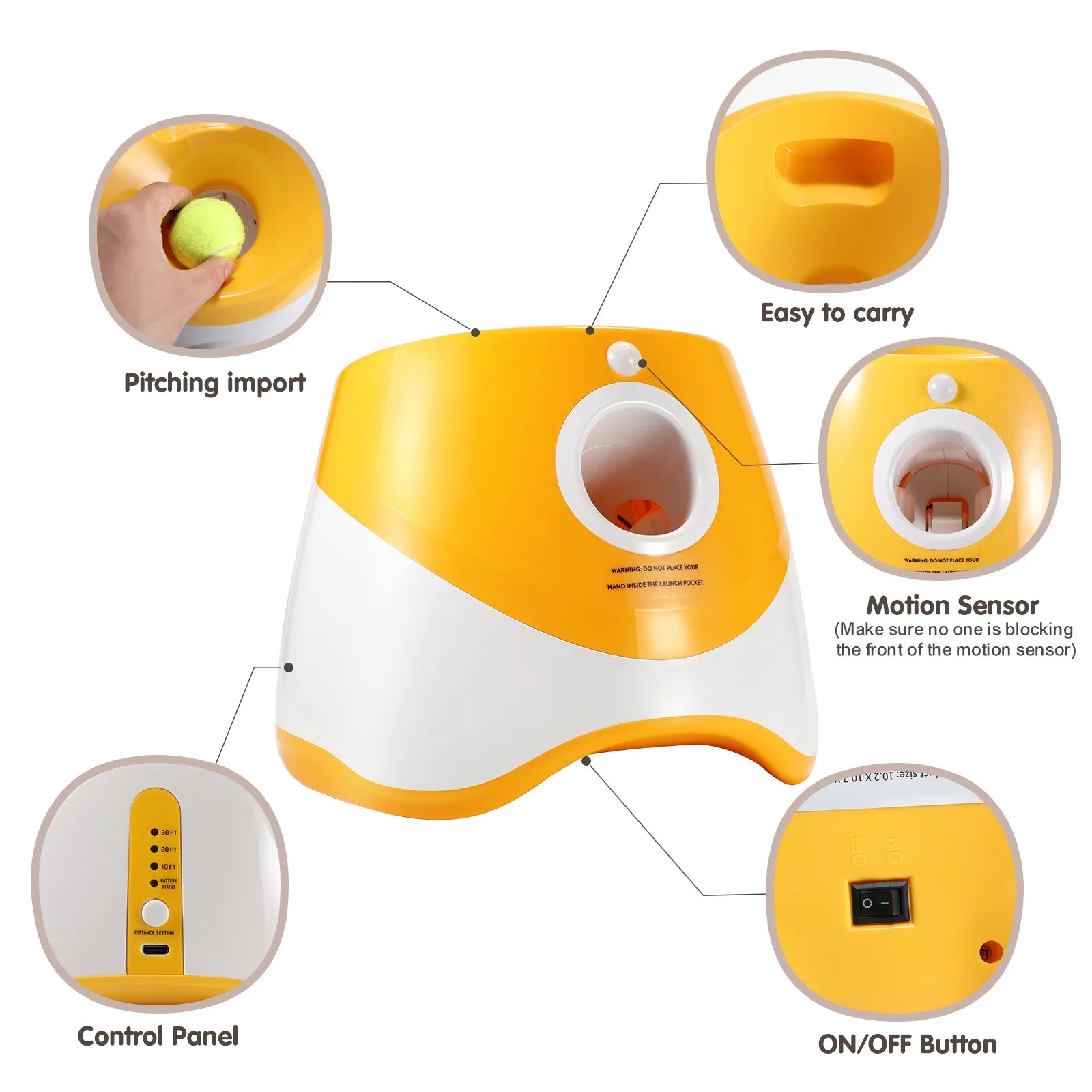 Automatic Dog Ball Launcher - Interactive Tennis Ball Throwing Machine with 3 Balls & USB Charging