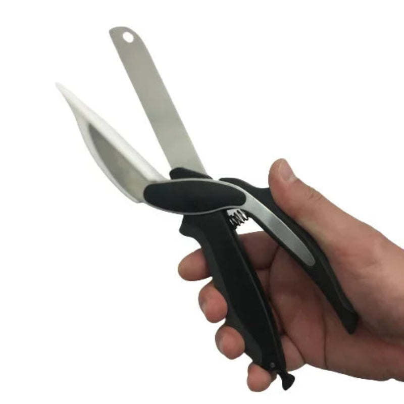 2-in-1 Stainless Steel Kitchen Scissors with Chopping Board - Multifunctional Tool for Fruits and Vegetables