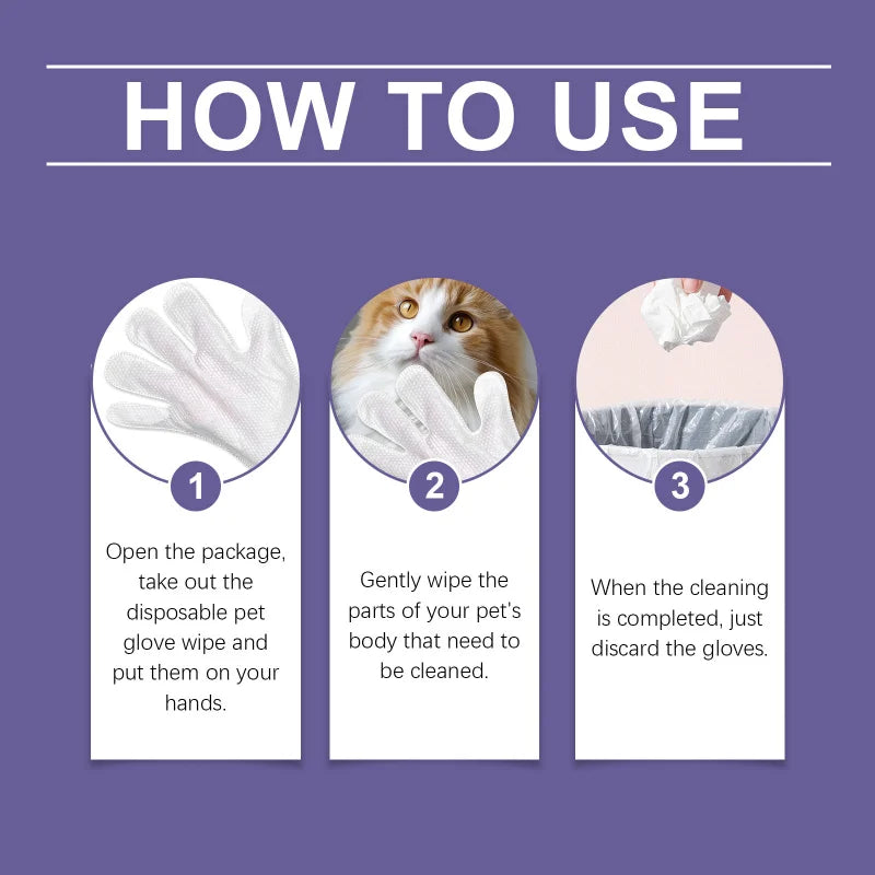 Pet Cleaning Gloves - Waterless Bath Wipes for Dogs and Cats