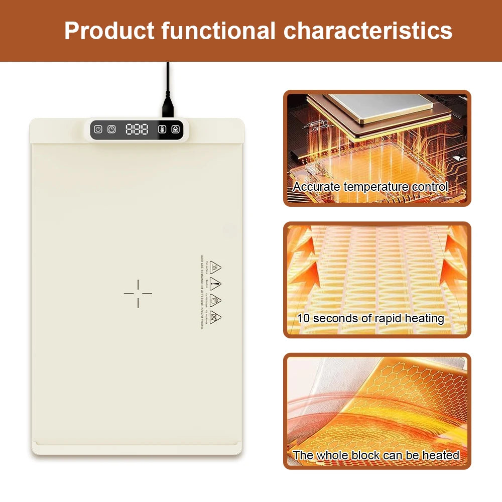 Coil Foldable Silicone Electric Food Warming Tray - Flexible Hot Plate Buffet Roll-Up Mat