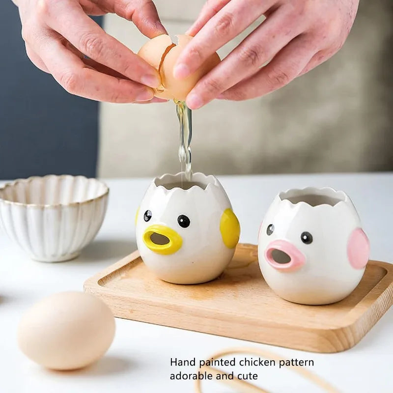 Chick Ceramic Egg Separator - Mini Tool for Effortless Egg White and Yolk Separation