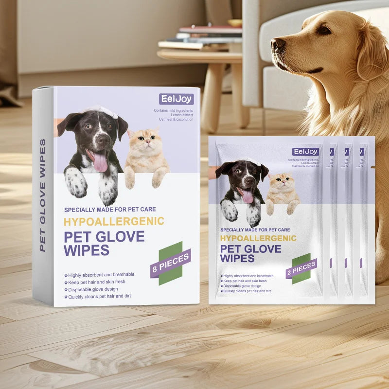Pet Cleaning Gloves - Waterless Bath Wipes for Dogs and Cats