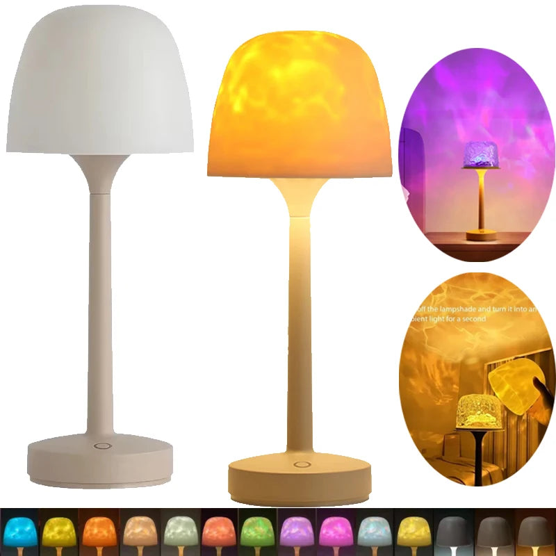 Mushroom-Shaped Desk Lamp with Water Ripple Projection - Decorative Atmosphere Lighting