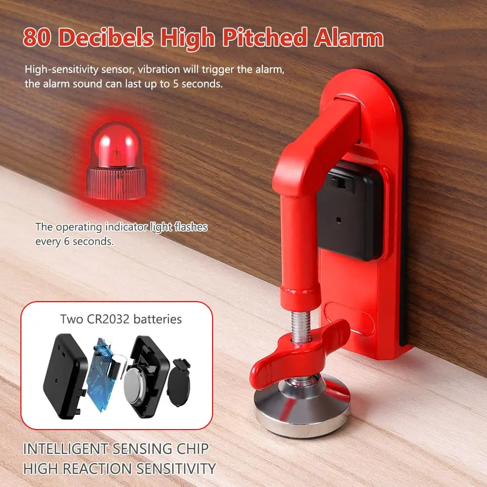 Portable Door Stop Alarm & Adjustable Non-Slip Door Jammer for Enhanced Personal Security