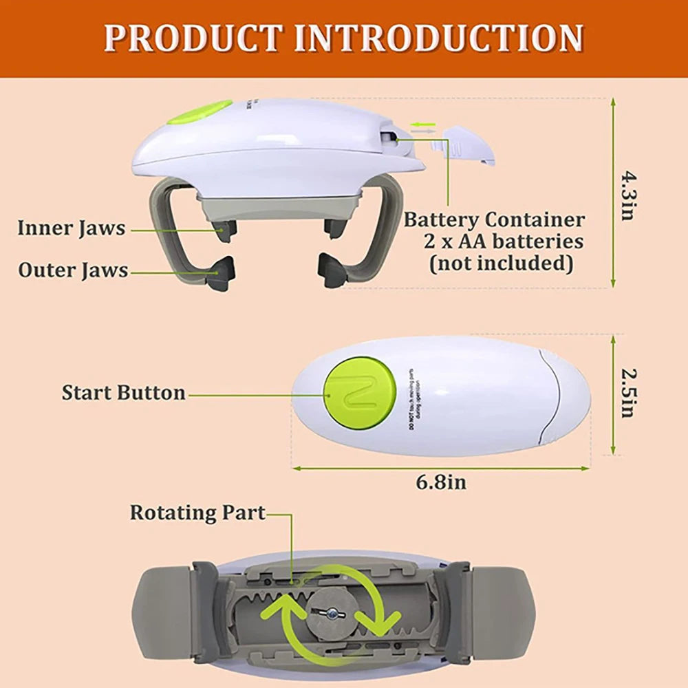 Electric Automatic Jar Opener - Effortless Bottle and Jar Opening Kitchen Gadget