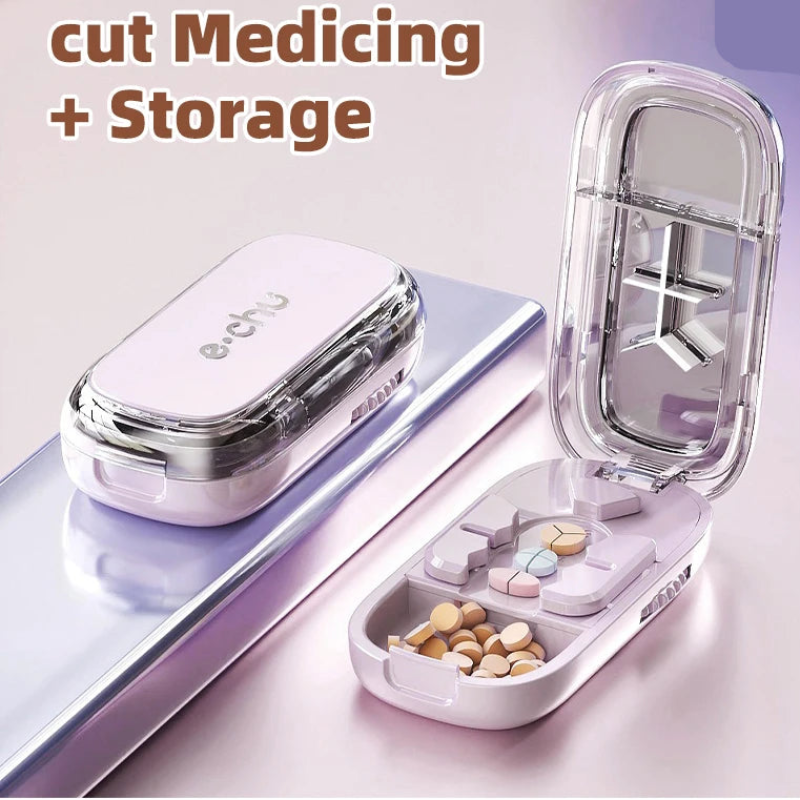 Versatile 2/3/4-in-1 Pill Cutter - Food Grade Material, Compact & Portable for Daily Vitamin and Medication Use