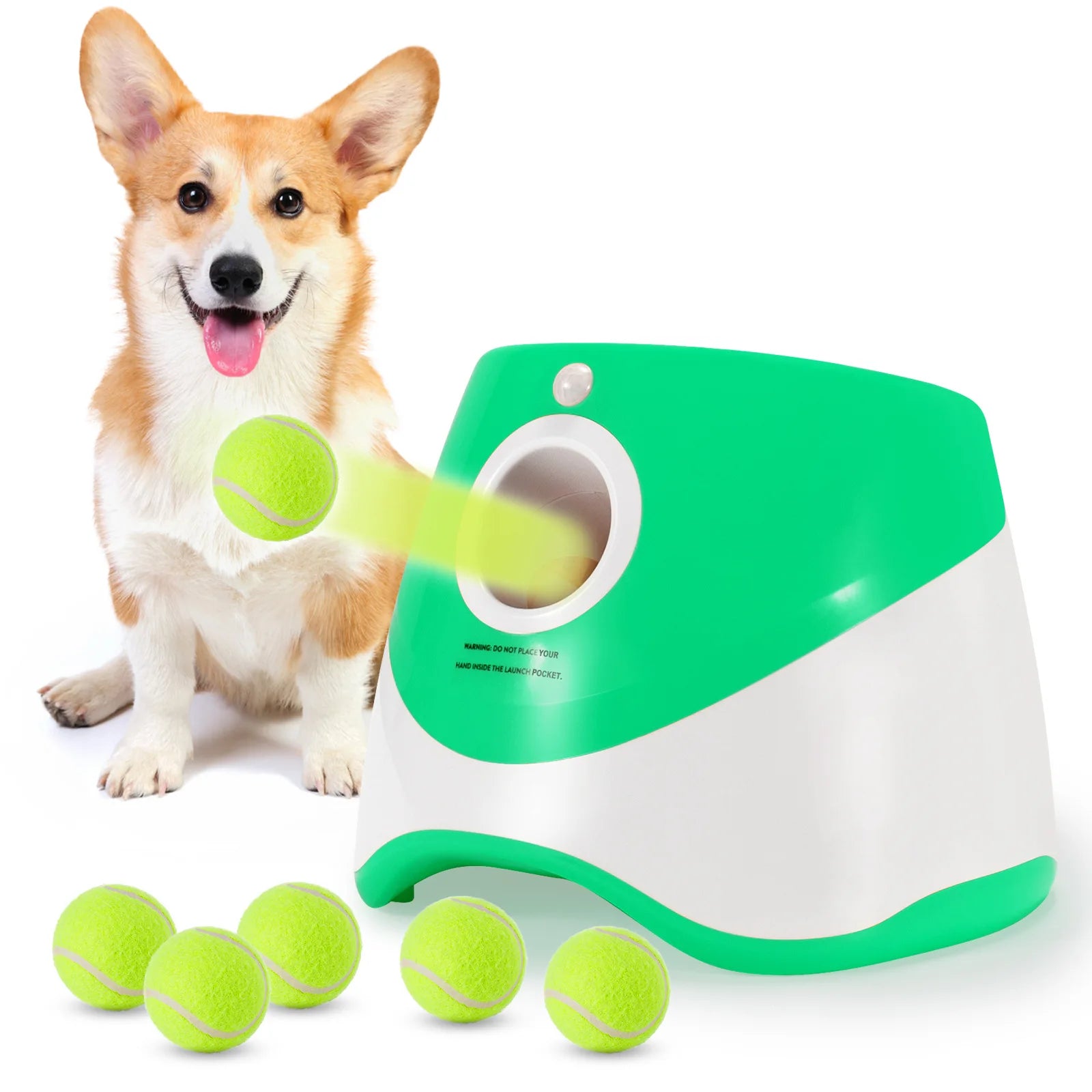 Automatic Dog Ball Launcher - Interactive Tennis Ball Throwing Machine with 3 Balls & USB Charging