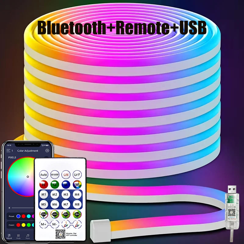 Smart Waterproof Neon Light Strip - USB, App & Remote Control with Music Sync, Flexible Design