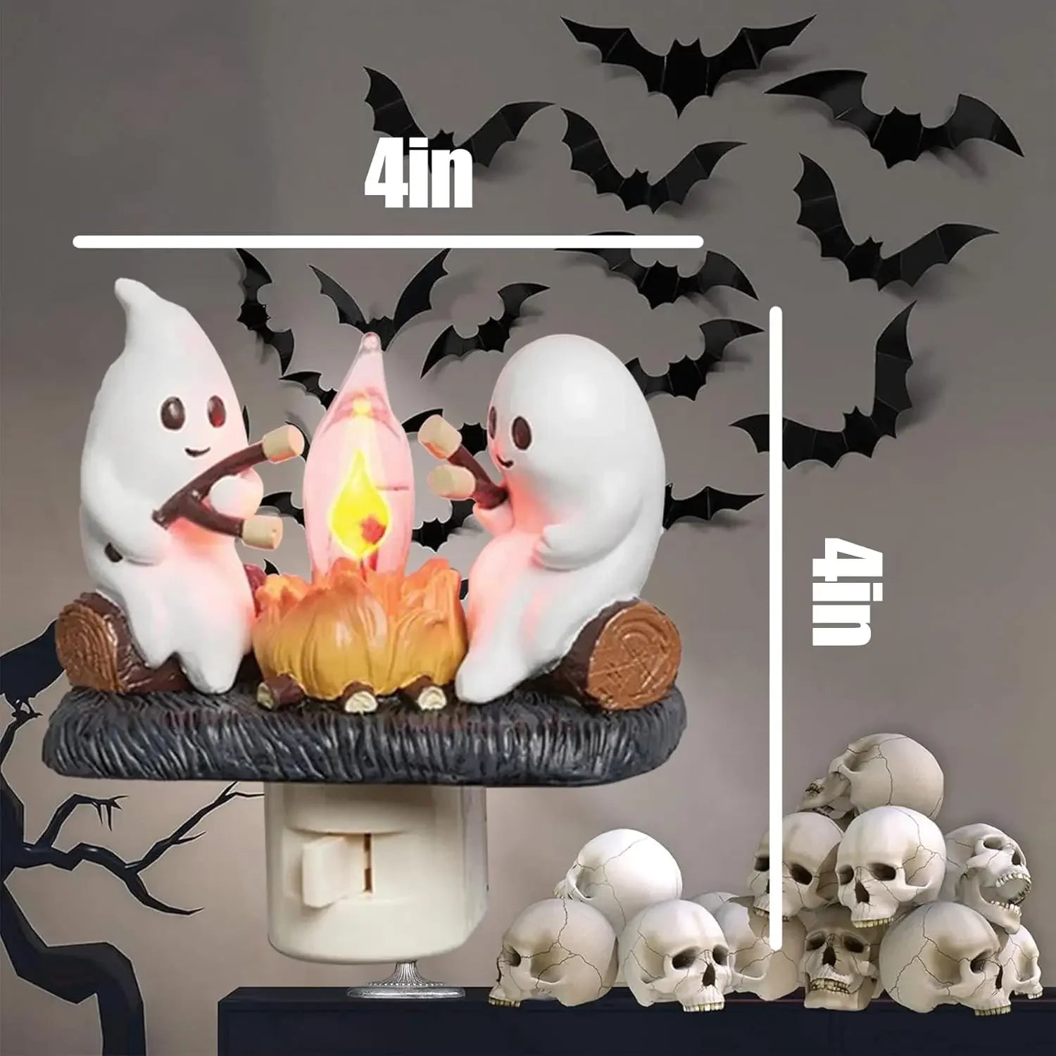 Ghostly Sparkling Campfire Night Light - EU, US, UK Plugs - Adorable Halloween Gift