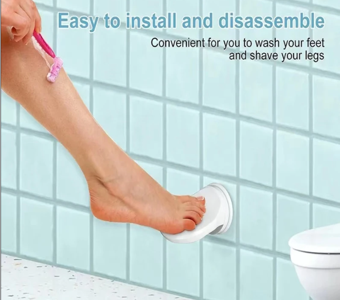Non-Slip Shower Foot Rest for Shaving - Suction Cup Leg Step Aid with Grip Holder