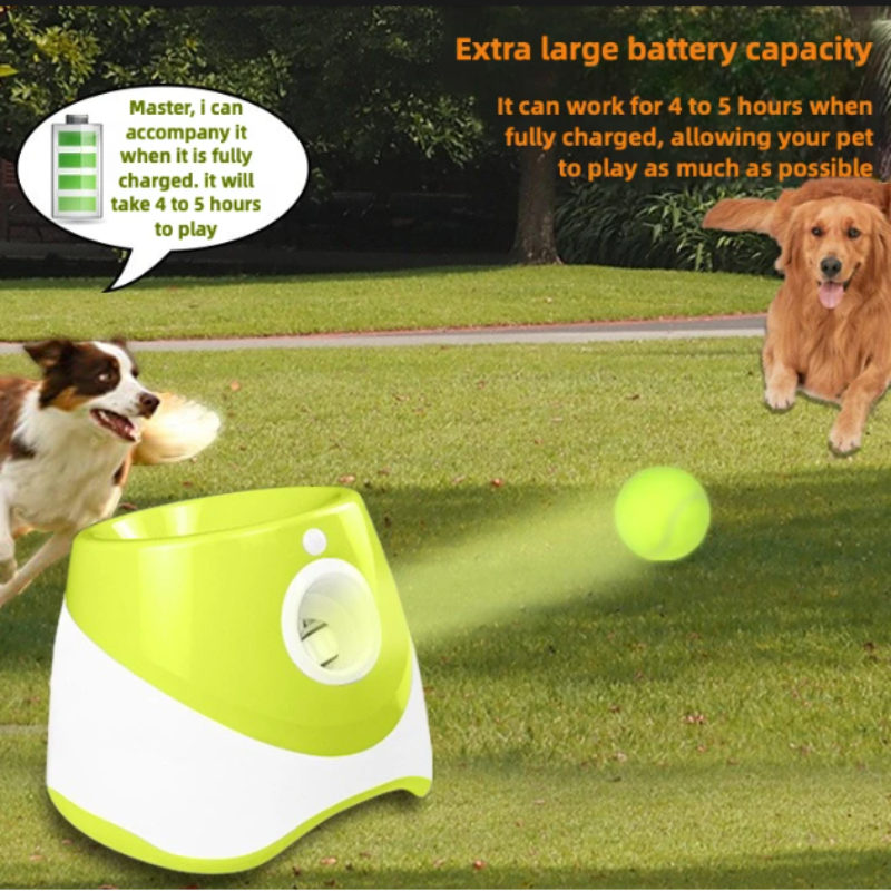 Automatic Dog Ball Launcher - Interactive Tennis Ball Throwing Machine with 3 Balls & USB Charging