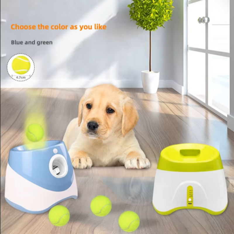 Automatic Dog Ball Launcher - Interactive Tennis Ball Throwing Machine with 3 Balls & USB Charging