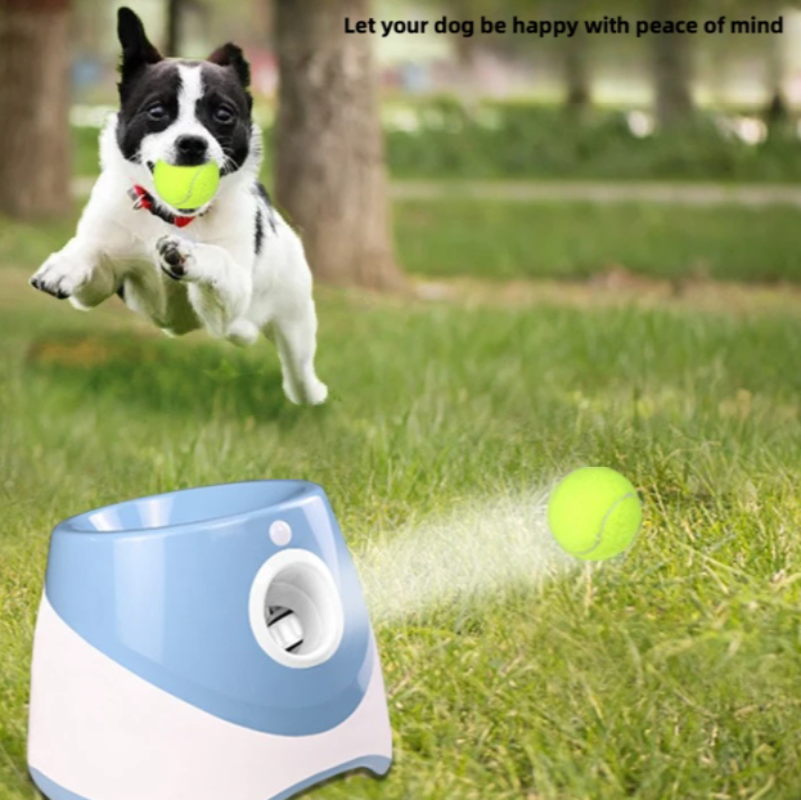 Automatic Dog Ball Launcher - Interactive Tennis Ball Throwing Machine with 3 Balls & USB Charging