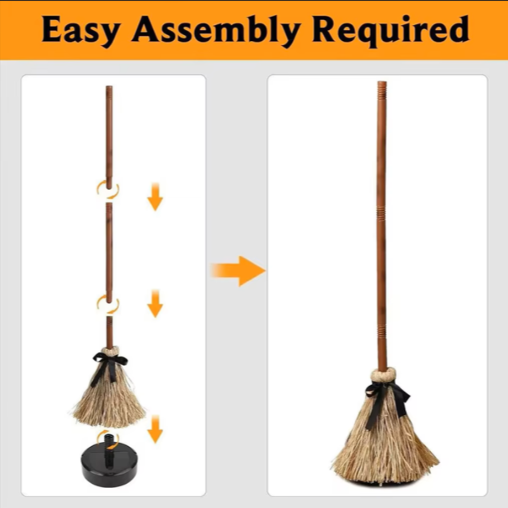 Floating Witch's Broom - Mobile Horror Decoration for Spooky Halloween Fun Indoors and Outdoors