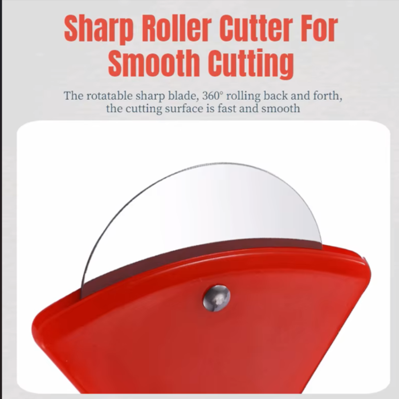 Stainless Steel Axe-Shaped Pizza Cutter with Bamboo Handles and Sharp Rotating Blades