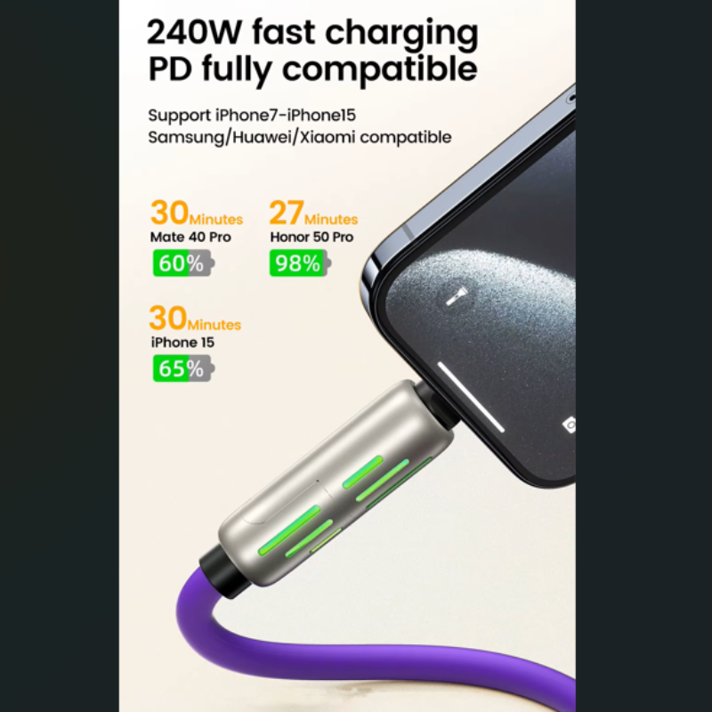4-in-1 USB-C Fast Charging Cable: USB to Lightning & Dual Type-C Charger