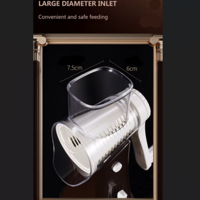 Versatile Kitchen Chopper & Rotary Cheese Grater - Manual Drum Grater, Food Processor