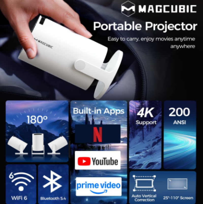 MAGCUBIC HY300 PRO 8K Android Projector - Perfect for Home Cinema & Outdoor Use