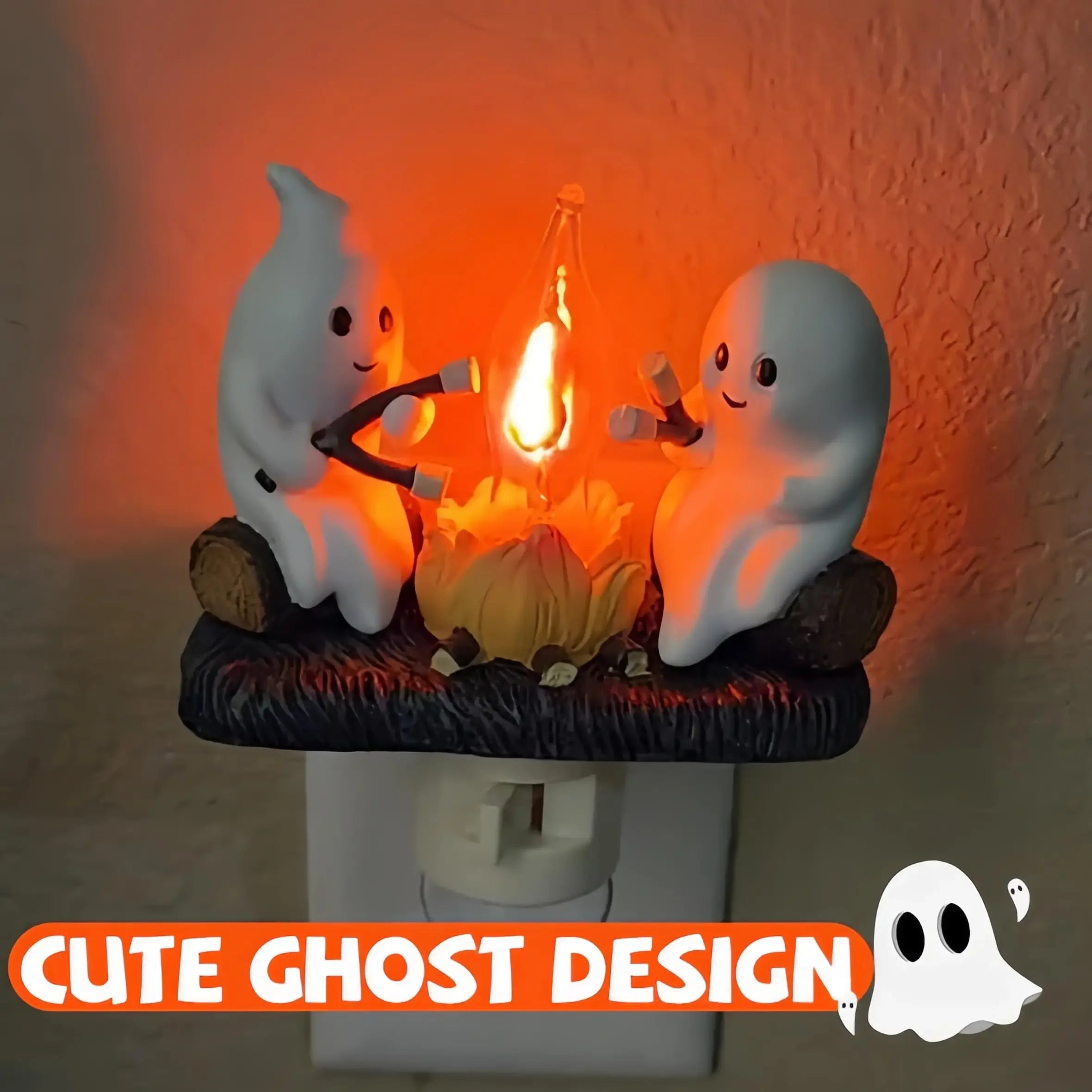 Ghostly Sparkling Campfire Night Light - EU, US, UK Plugs - Adorable Halloween Gift