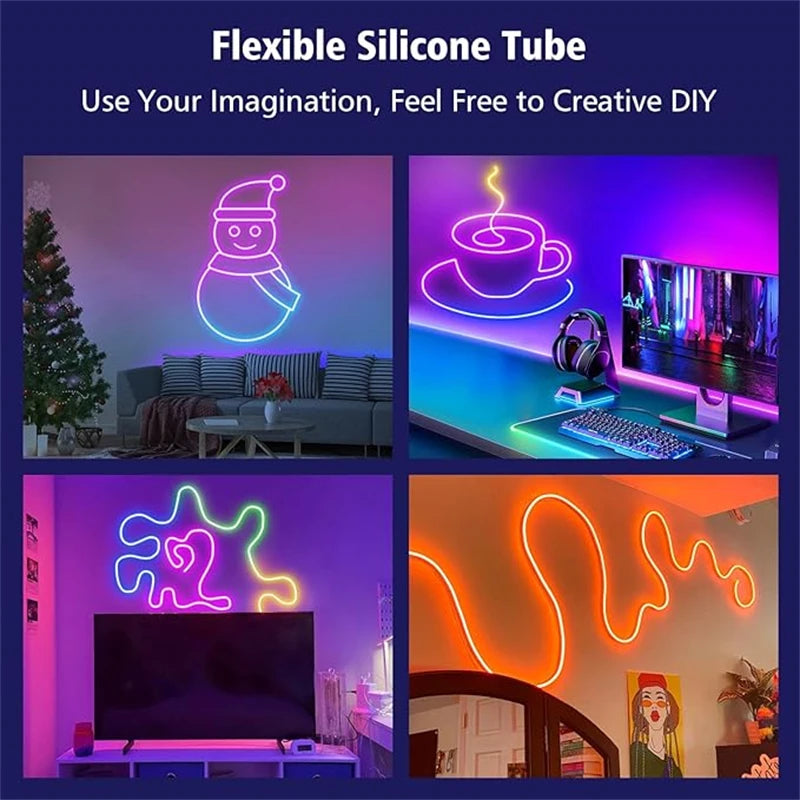 Smart Waterproof Neon Light Strip - USB, App & Remote Control with Music Sync, Flexible Design