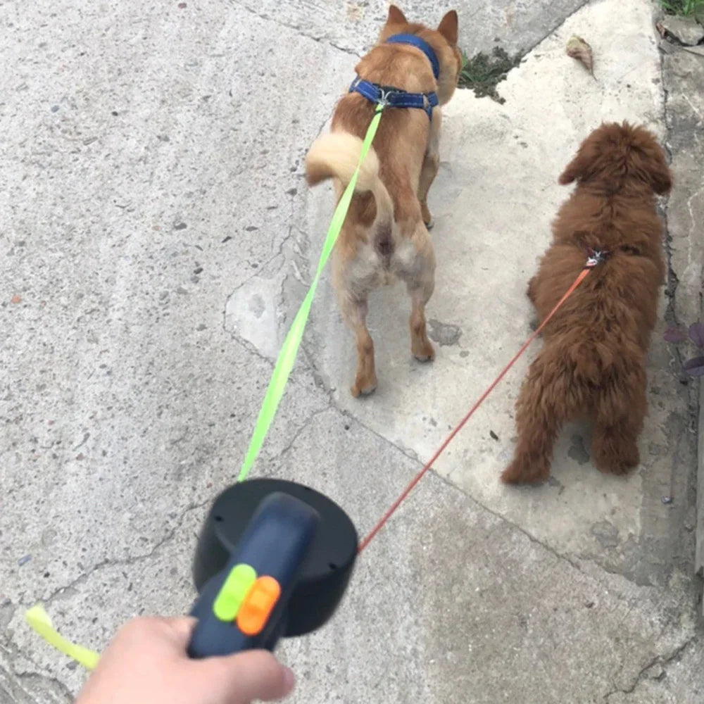 Dual Pet Retractable Dog Leash with LED Light