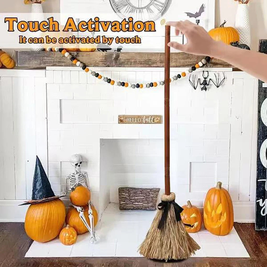 Floating Witch's Broom - Mobile Horror Decoration for Spooky Halloween Fun Indoors and Outdoors