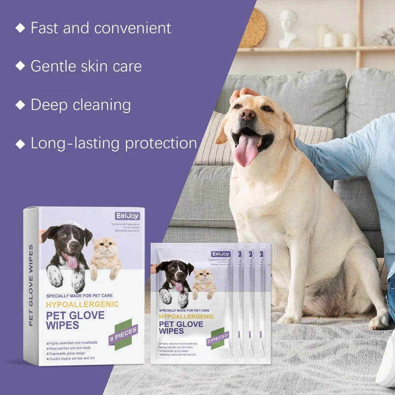 Pet Cleaning Gloves - Waterless Bath Wipes for Dogs and Cats