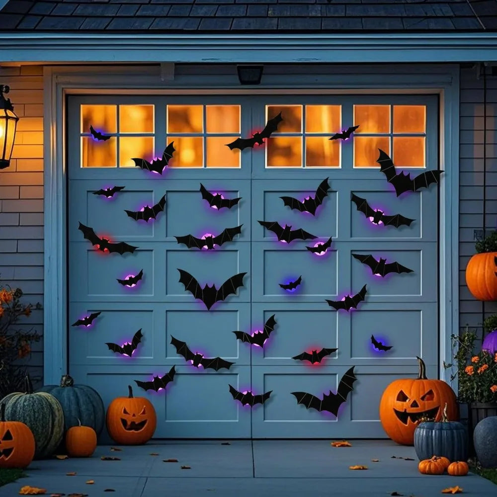3D Lighted Bat Wall Stickers for Party Window and Door Decor