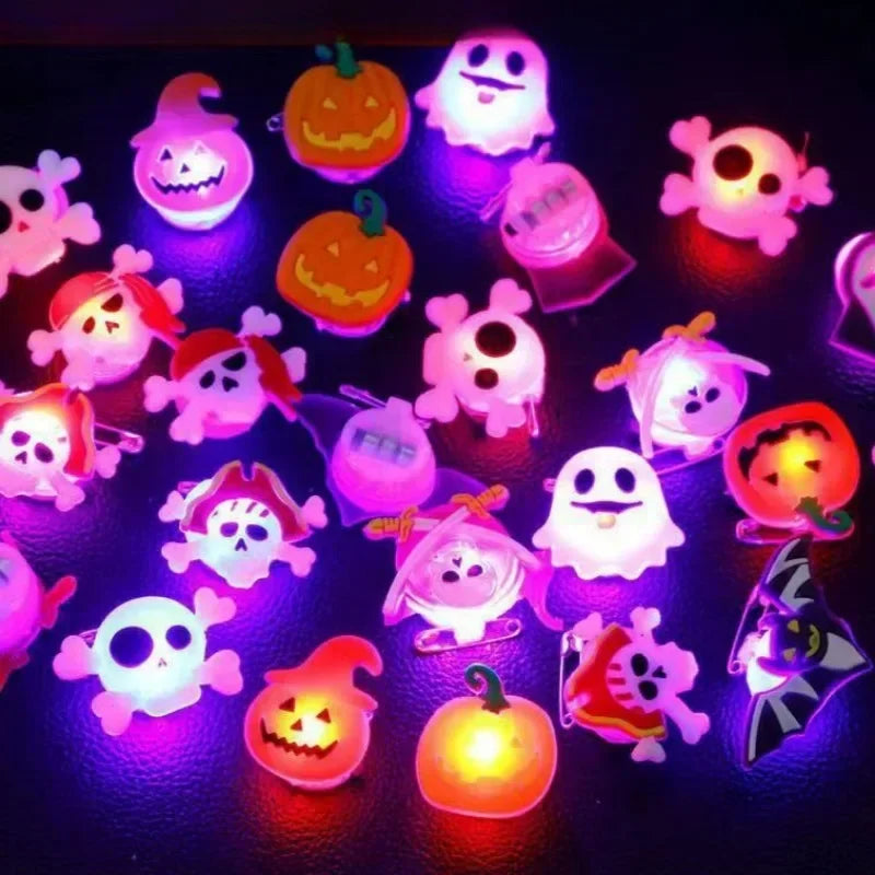 Pack of Halloween Glow-in-the-Dark Flashing Finger Rings