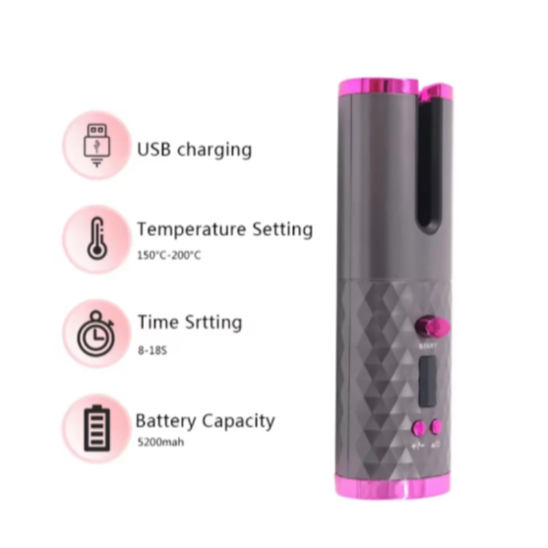 USB Rechargeable Portable Wireless Automatic Hair Curler with Anti-Scald Design