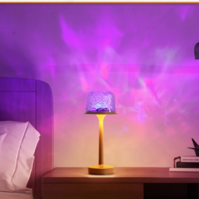 Mushroom-Shaped Desk Lamp with Water Ripple Projection - Decorative Atmosphere Lighting